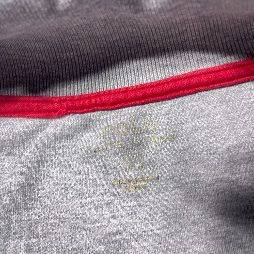 Polo Ralph Lauren Track Jacket Men Large Regular Gray Navy Stripe Athleisure‎